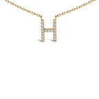 10K Yellow Gold Diamond Accent "A-Z" Block Initial Pendant Necklace
