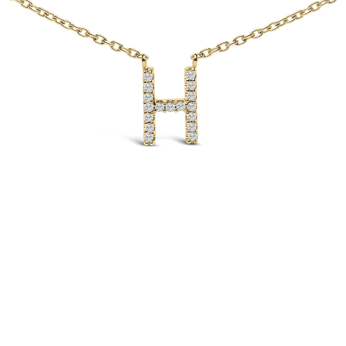 10K Yellow Gold Diamond Accent "A-Z" Block Initial Pendant Necklace
