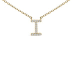 10K Yellow Gold Diamond Accent "A-Z" Block Initial Pendant Necklace