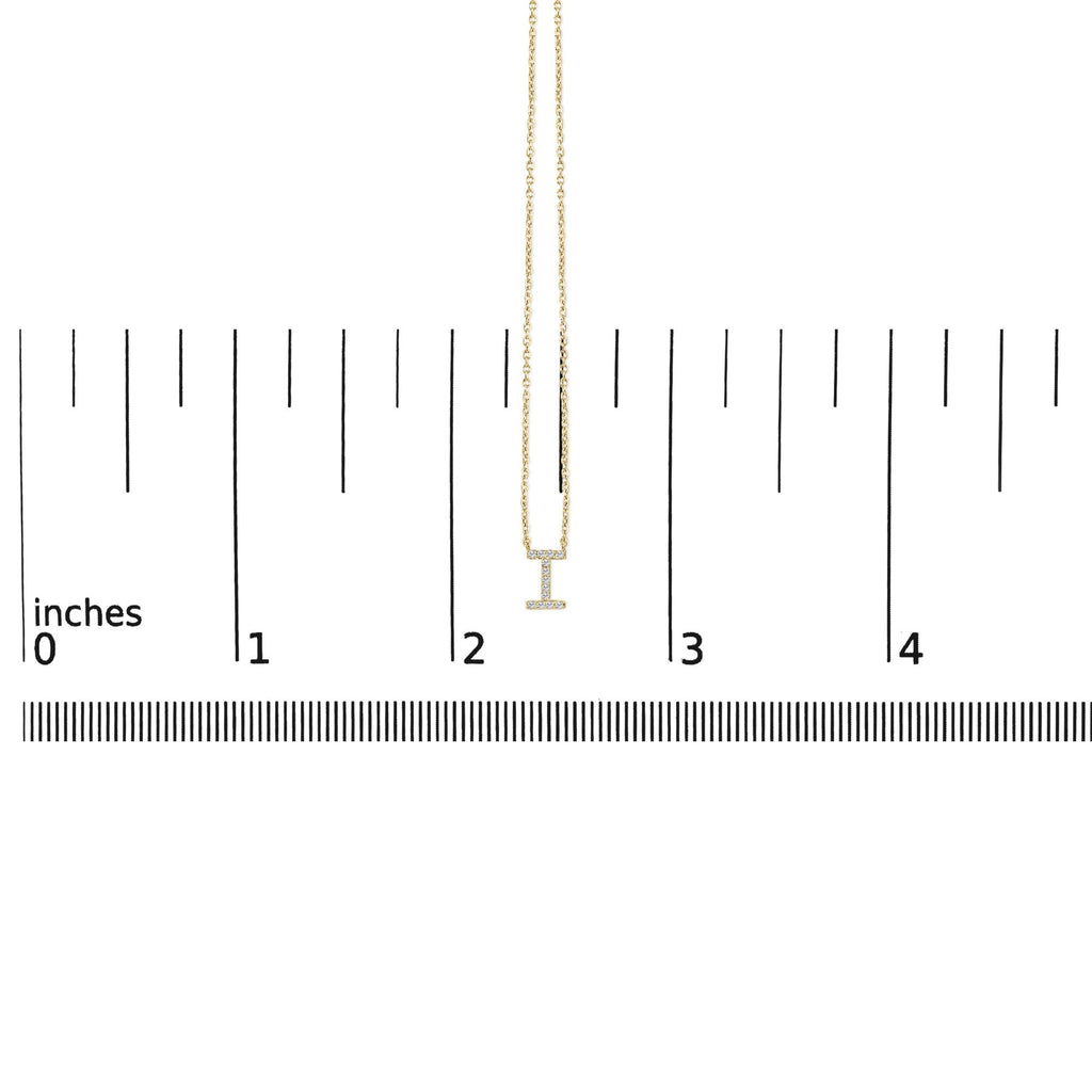 10K Yellow Gold Diamond Accent "A-Z" Block Initial Pendant Necklace