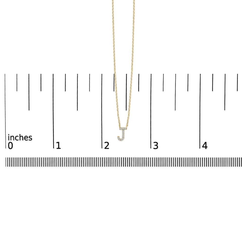 10K Yellow Gold Diamond Accent "A-Z" Block Initial Pendant Necklace