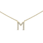 10K Yellow Gold Diamond Accent "A-Z" Block Initial Pendant Necklace