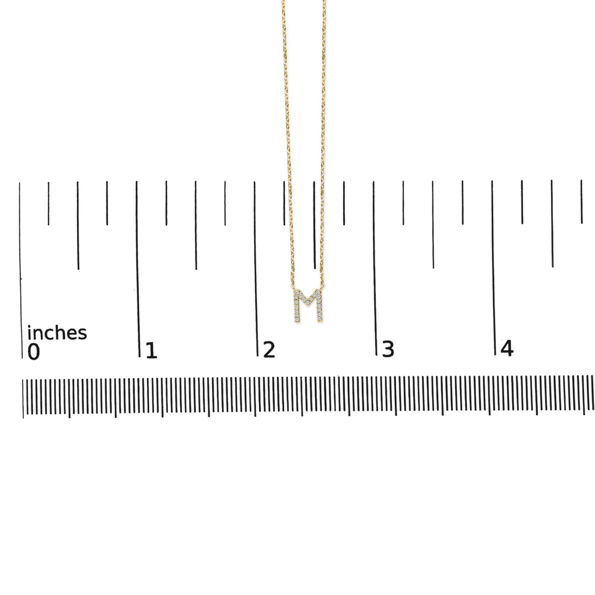 10K Yellow Gold Diamond Accent "A-Z" Block Initial Pendant Necklace