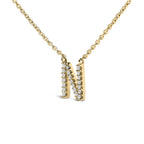 10K Yellow Gold Diamond Accent "A-Z" Block Initial Pendant Necklace