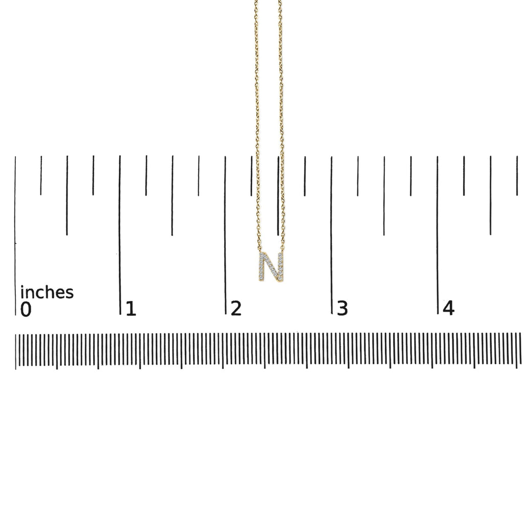 10K Yellow Gold Diamond Accent "A-Z" Block Initial Pendant Necklace