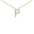 10K Yellow Gold Diamond Accent "A-Z" Block Initial Pendant Necklace