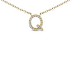 10K Yellow Gold Diamond Accent "A-Z" Block Initial Pendant Necklace
