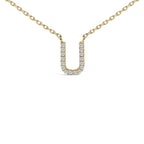 10K Yellow Gold Diamond Accent "A-Z" Block Initial Pendant Necklace