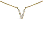 10K Yellow Gold Diamond Accent "A-Z" Block Initial Pendant Necklace