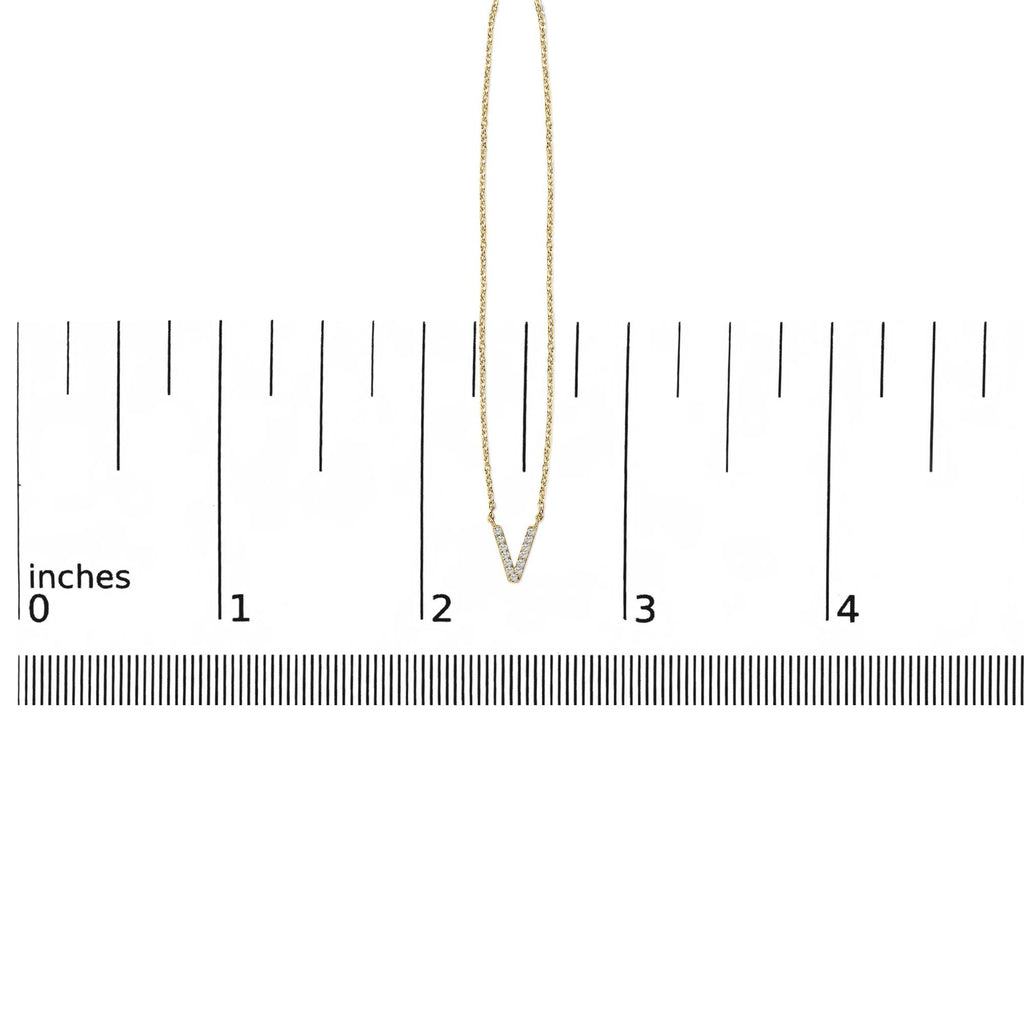 10K Yellow Gold Diamond Accent "A-Z" Block Initial Pendant Necklace