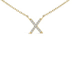10K Yellow Gold Diamond Accent "A-Z" Block Initial Pendant Necklace