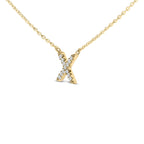10K Yellow Gold Diamond Accent "A-Z" Block Initial Pendant Necklace