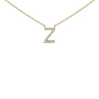 10K Yellow Gold Diamond Accent "A-Z" Block Initial Pendant Necklace