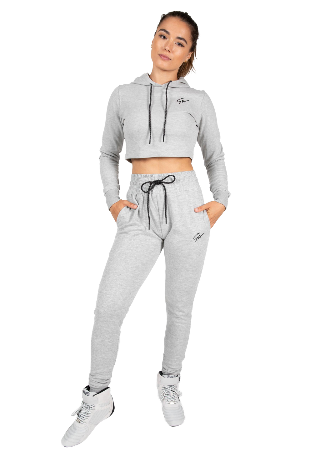 Pixley Crop Top Hoodie - Gray