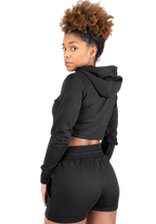 Pixley Crop Top Hoodie - Black