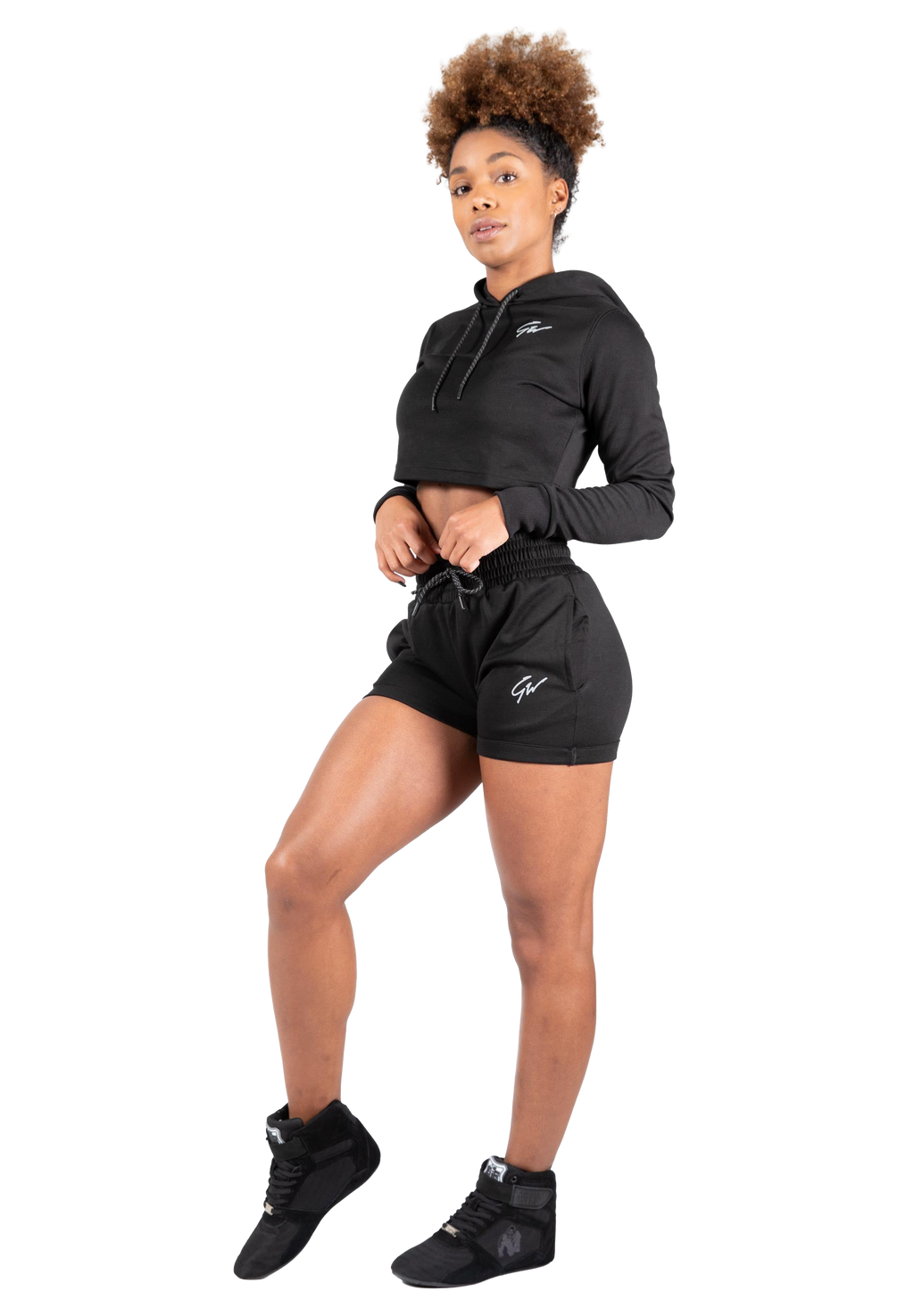 Pixley Crop Top Hoodie - Black