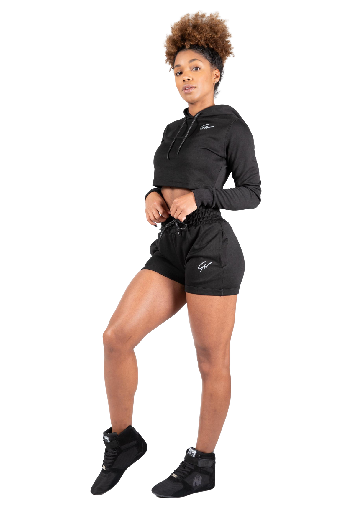 Pixley Crop Top Hoodie - Black