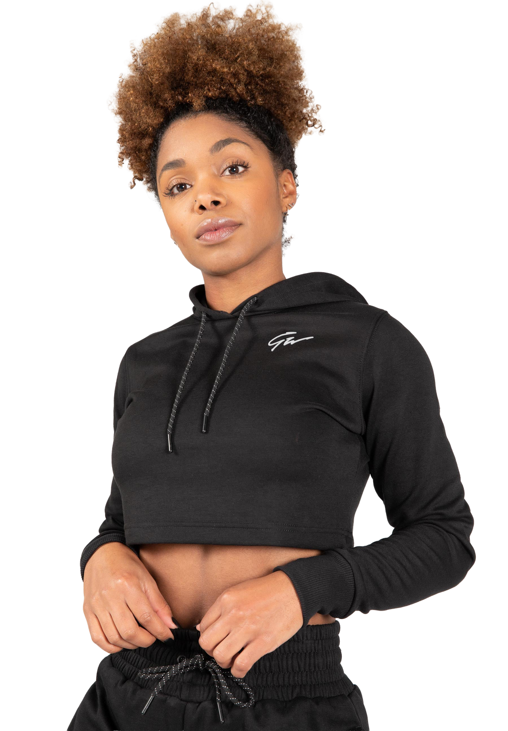 Pixley Crop Top Hoodie - Black