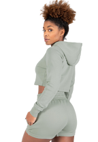 Pixley Crop Top Hoodie - Light Green