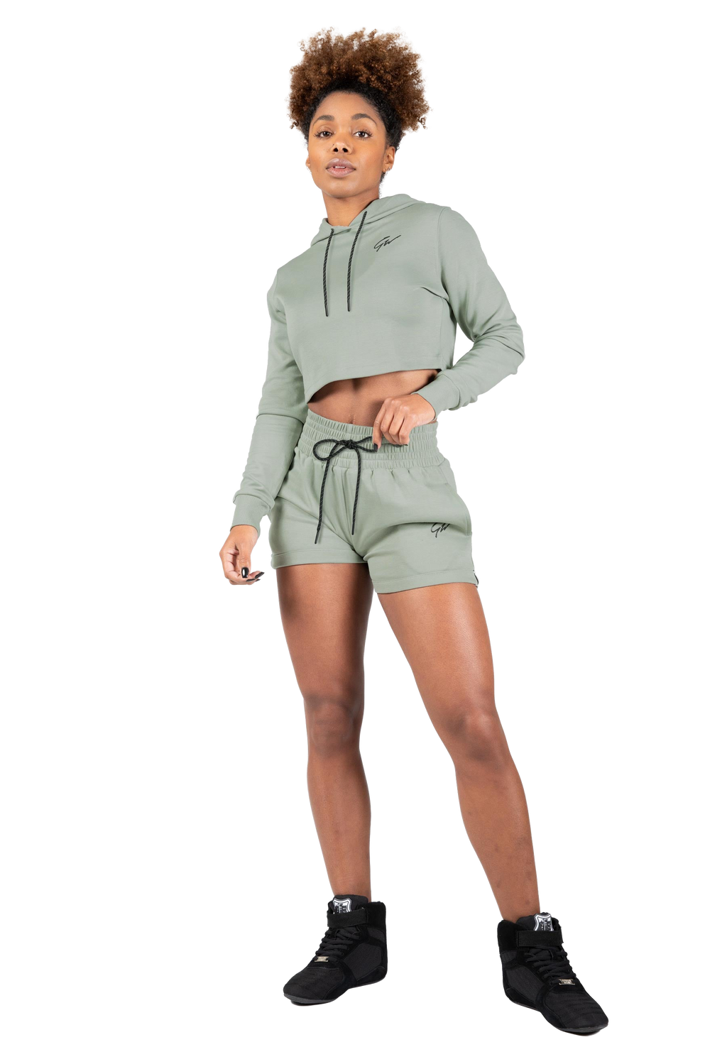 Pixley Crop Top Hoodie - Light Green