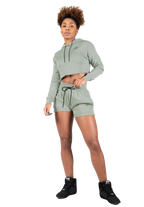 Pixley Crop Top Hoodie - Light Green