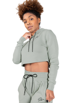 Pixley Crop Top Hoodie - Light Green