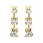 14K Yellow Gold 1/2 Cttw Round Diamond 3 Stone Graduated Linear Drop Past, Present and Future Stud Earrings (H-I Color, SI1-SI2 Clarity)
