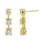 14K Yellow Gold 1/2 Cttw Round Diamond 3 Stone Graduated Linear Drop Past, Present and Future Stud Earrings (H-I Color, SI1-SI2 Clarity)