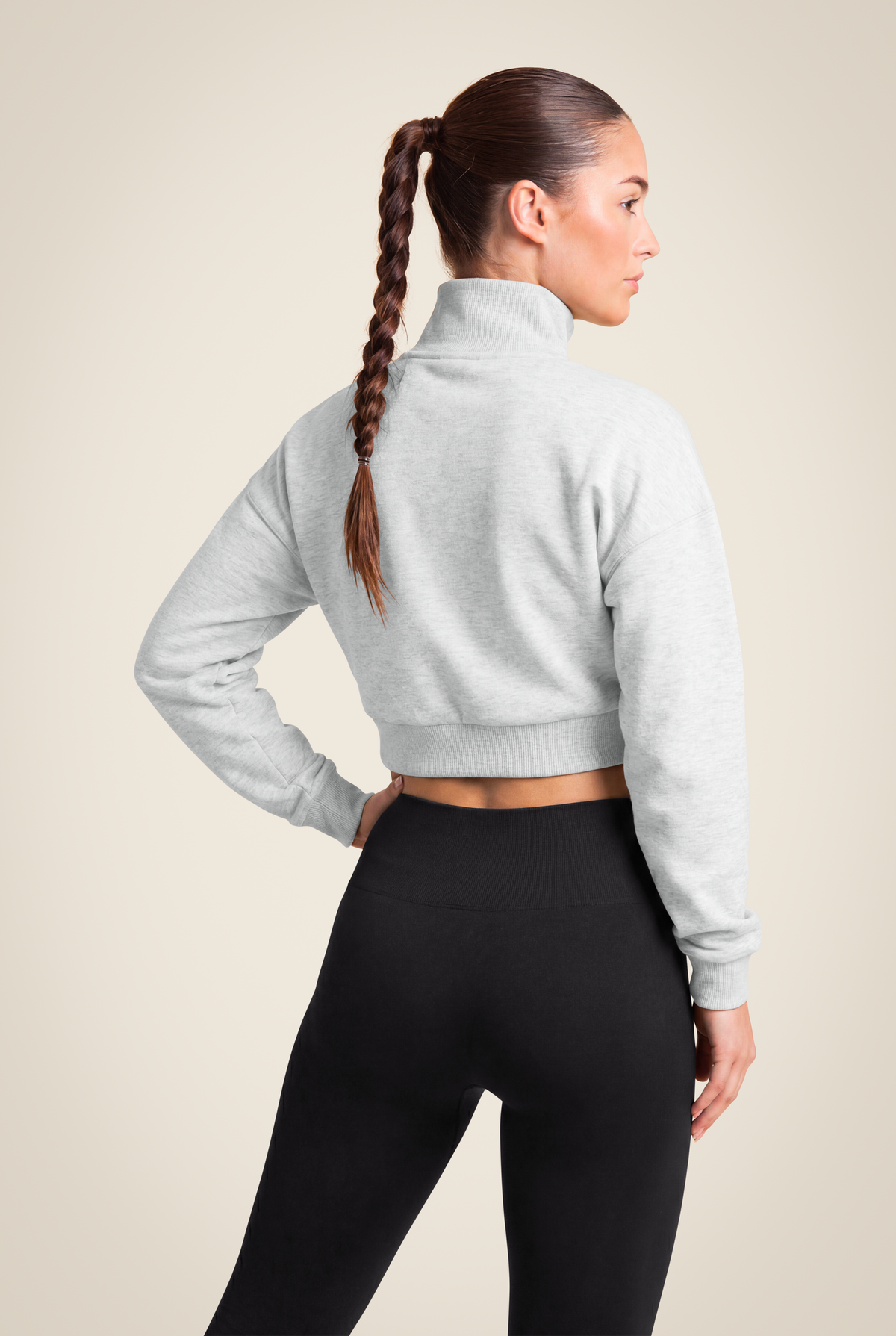 Ocala Cropped Half-Zip Sweatshirt - Gray
