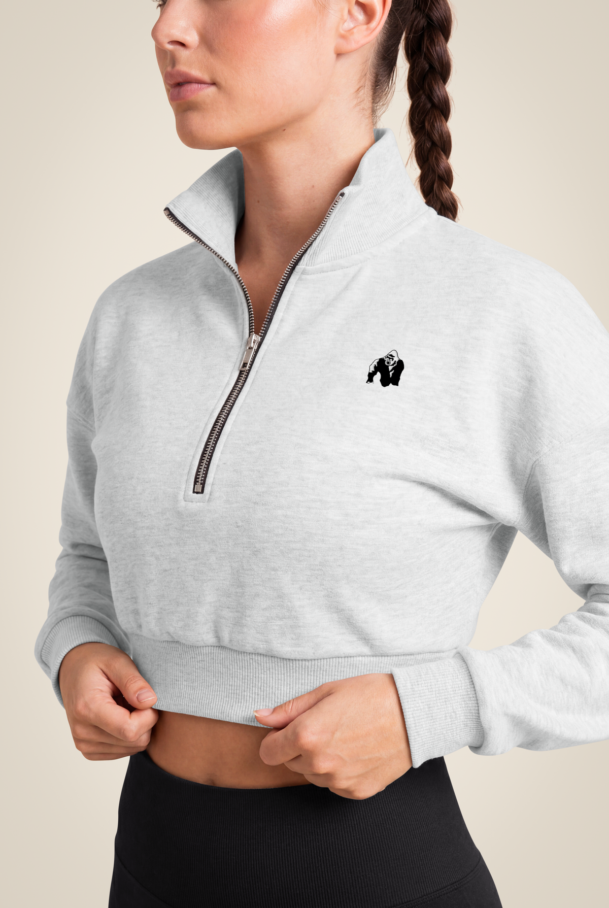 Ocala Cropped Half-Zip Sweatshirt - Gray