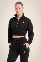 Ocala Cropped Half-Zip Sweatshirt - Black