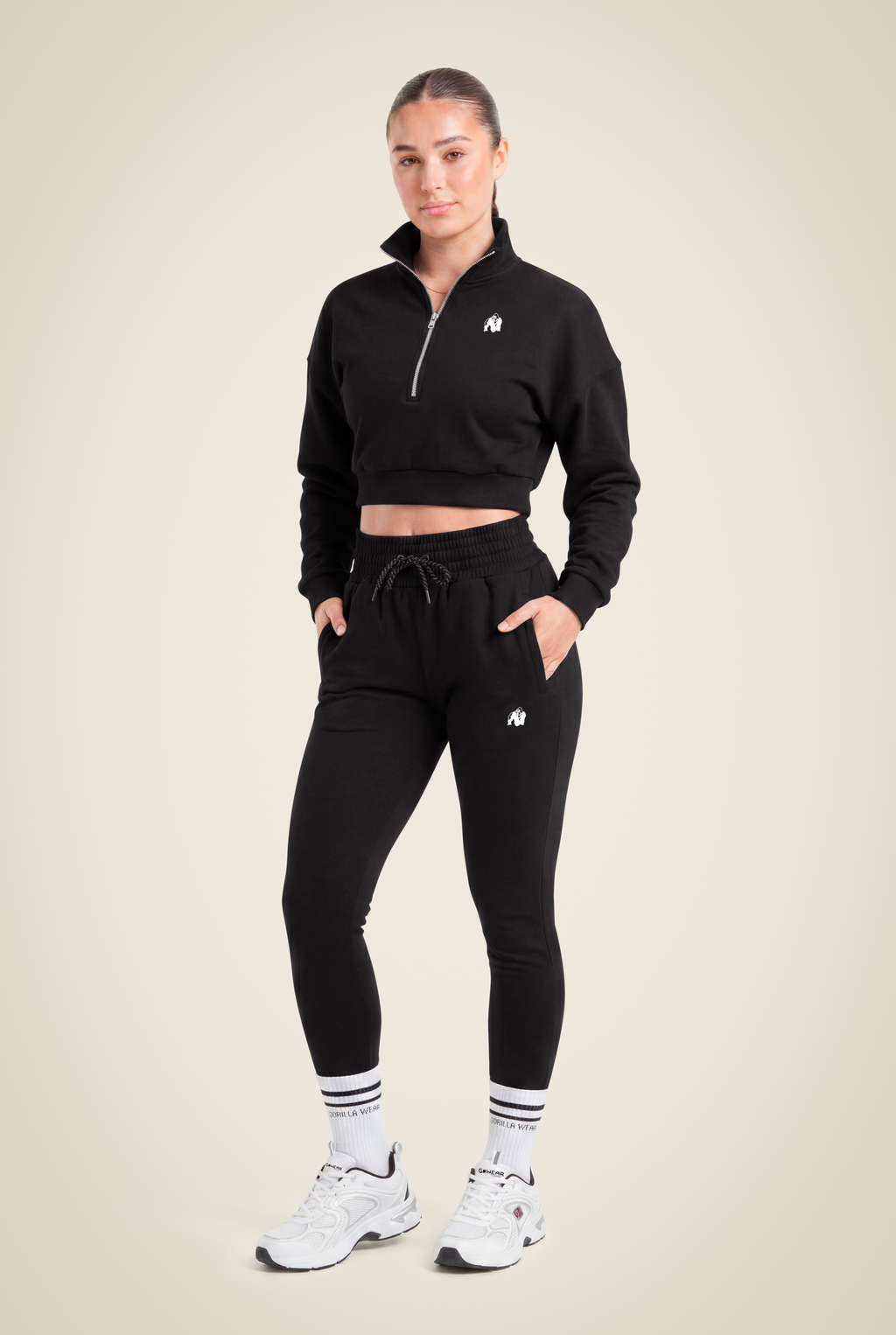 Ocala Cropped Half-Zip Sweatshirt - Black