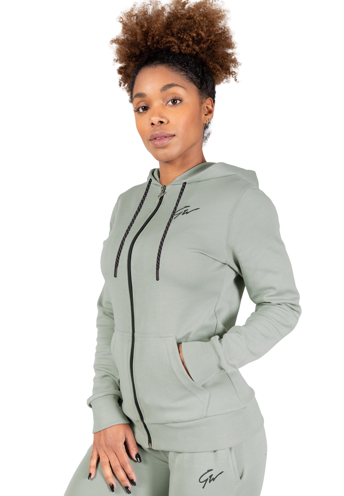 Pixley Zipped Hoodie - Light Green