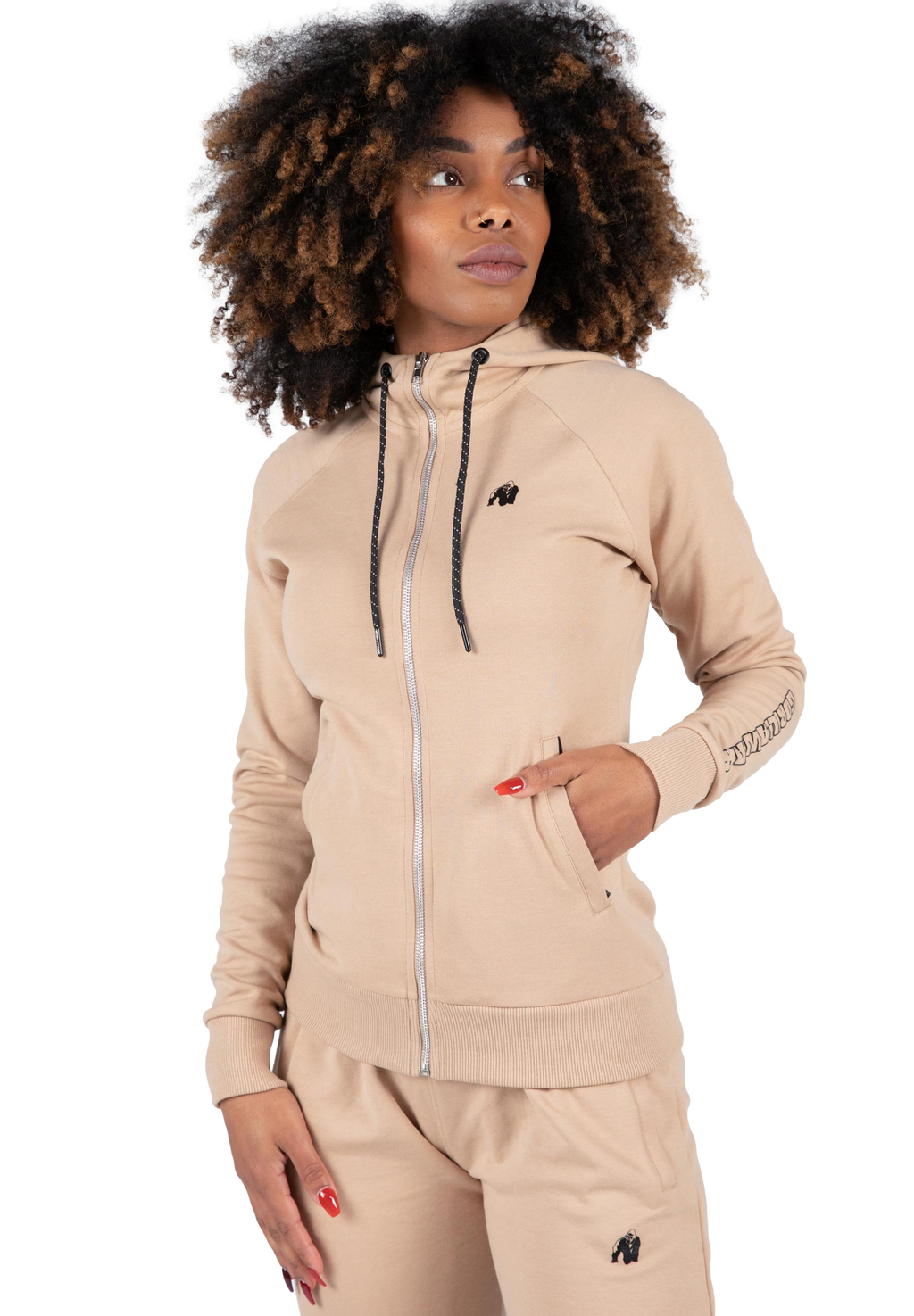 Marion Zipped Hoodie - Beige