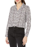 Foxcroft Women's Plus Size Rhett Long Sleeve Animal Herringbone Blouse, Dark Chocolate, 24W