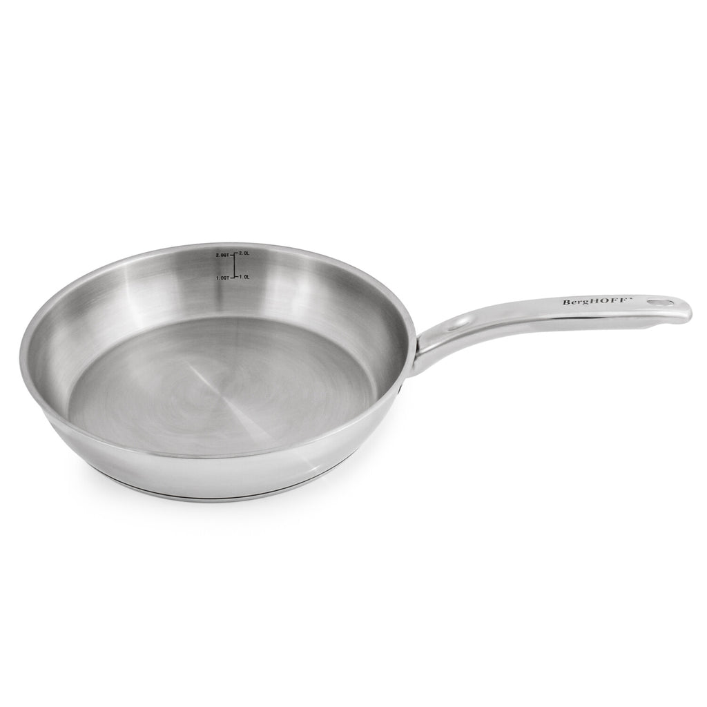 BergHOFF Belly Shape 18/10 Stainless Steel 10.5" Skillet with SS Lid, 2.5qt.