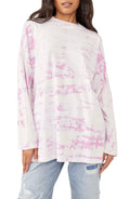 Free People Be Free Tie Dye Oversize Long Sleeve T-Shirt in Pastel Combo, Size Large