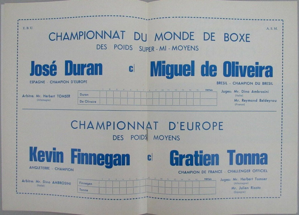 Jose Duran vs. Miguel de Oliveira May 7, 1975 Boxing Program 162746