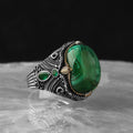 925 Sterling Silver Genuine Malachite Stone Ring