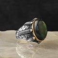 925 Sterling Silver Genuine Labradorite Stone Claw Shape Ring