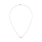 10K White Gold Bezel Set Princess Diamond 3 Stone Kite Shape and Station Necklace (H-I Color, SI2-I1 Clarity) - 18" Inches