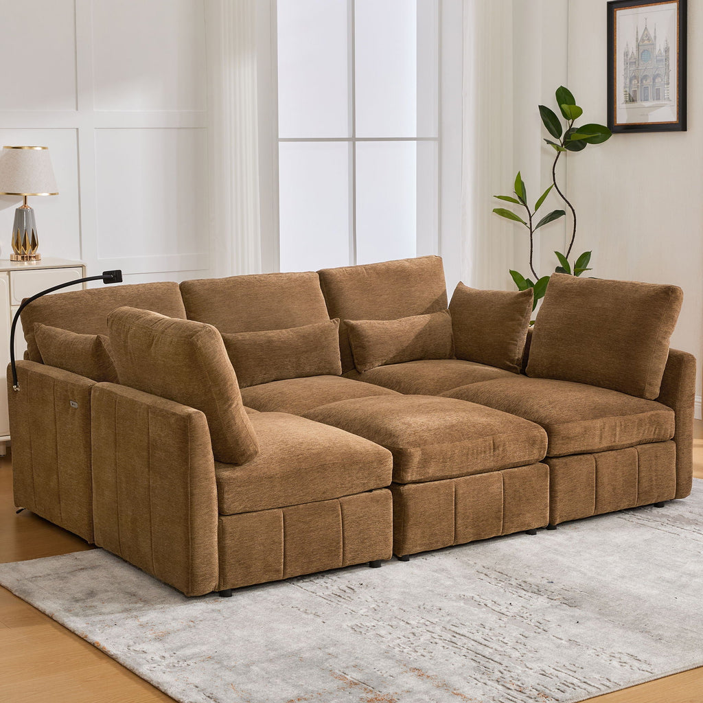 Modern Modular U-Shaped Sofa Bed With Movable Ottoman
