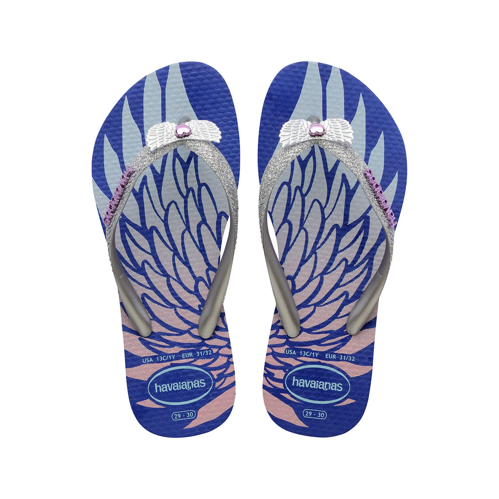 Havaianas Girls Slim Glitter II Sandals Marine Blue Size 34 Big Kid
