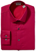 Kenneth Cole REACTION Men's Dress Shirt Slim Fit Stretch Collar Solid, Magenta, 17" Neck 32"-33" Sleeve