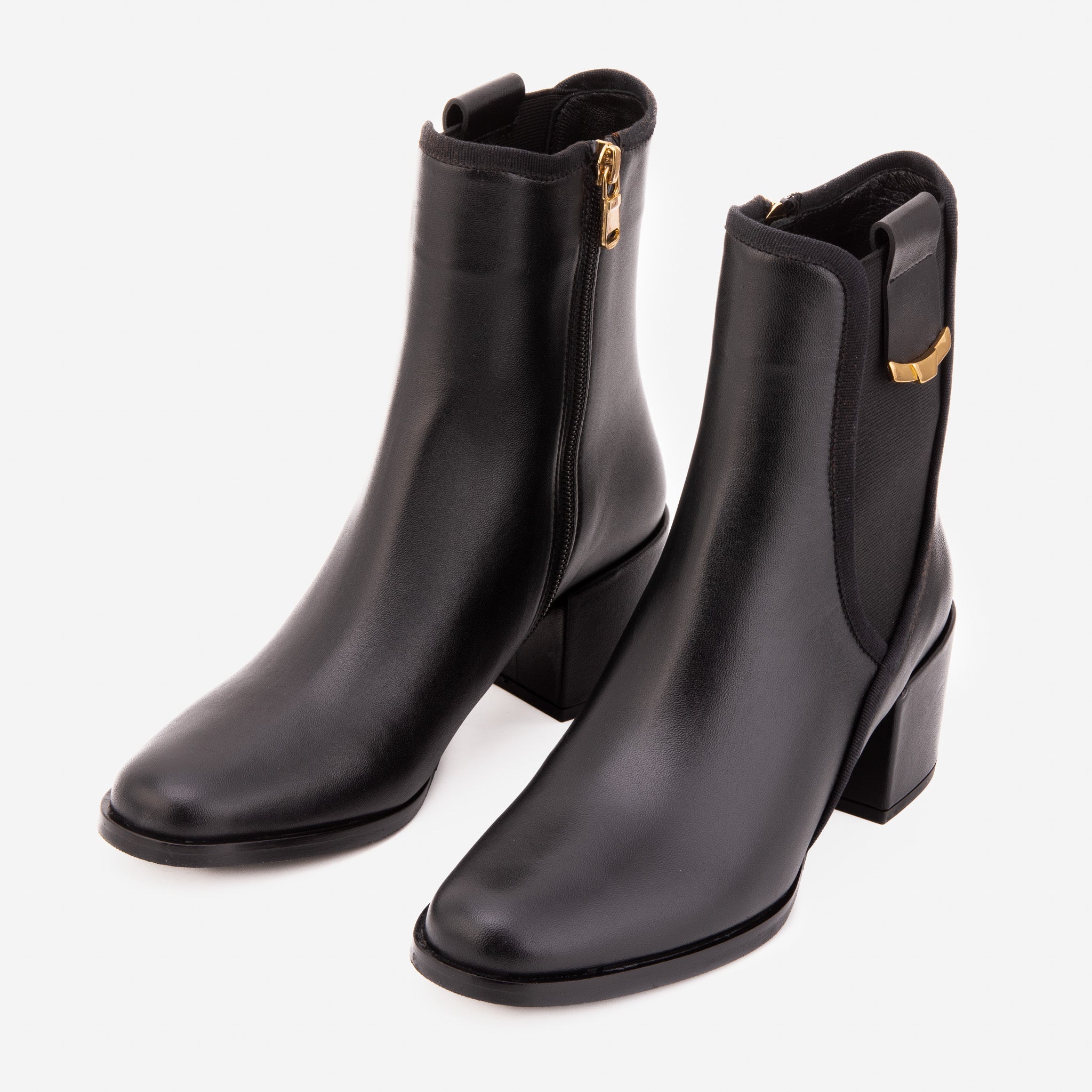 The Kensington Black Leather Block Heel Women’s Mid-Calf Boot