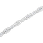 14K White Gold 2-1/2 Cttw Round-Brilliant & Baguette Cut Diamond 7" Alternating Flared Links Tennis Bracelet (H-I Color, SI1-SI2 Clarity)