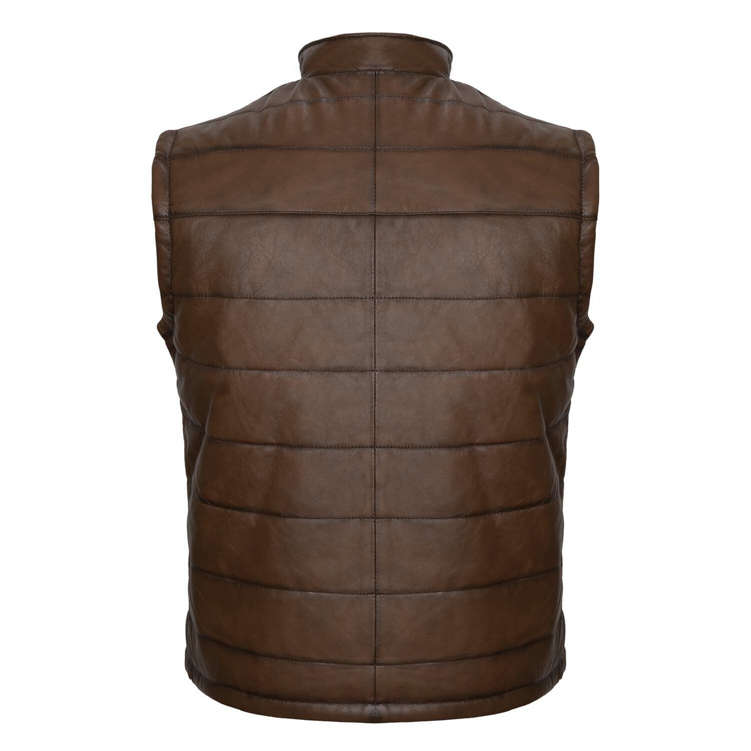 Zip Up Striped Quilted Vest // Chestnut