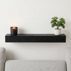 48'' Embossed Fireplace Mante, Wall Mounted Floating Shelf - Black