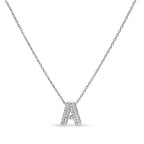 10K White Gold Diamond Accent "A" Initial Bubble Pendant Necklace
