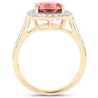2.71 Carat Genuine Royal Pink Tourmaline and White Diamond 14K Yellow Gold Ring